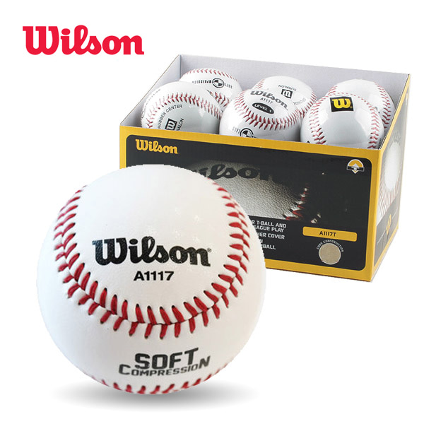 윌슨 소프트 안전 야구공 12개입 A1117 연식 야구공 연습구 티볼공 캐치볼